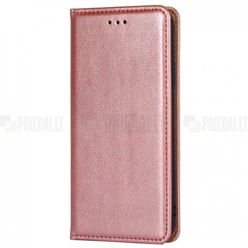 Xiaomi Poco C40 Solīds rozs ādas atvērams maciņš