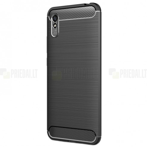 Xiaomi Redmi 9A „Carbon“ cieta silikona (TPU) melns apvalks