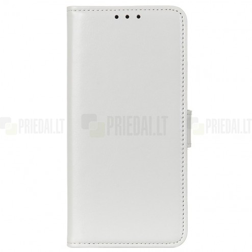 Xiaomi Poco M3 Pro (Redmi Note 10 5G) atvēramais ādas balts maciņš, grāmata (maks)