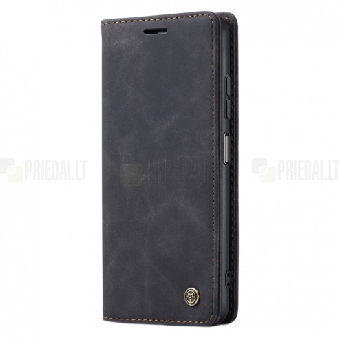 Xiaomi Redmi Note 12 Pro (Poco X5 Pro) CaseMe Retro solīds atvēramais ādas melns maciņš - maks