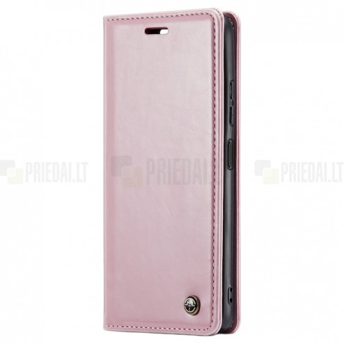 Xiaomi Redmi Note 12 Pro (Poco X5 Pro) „CaseMe“ Leather solīds atvēramais ādas rozs maciņš - maks