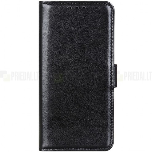 Samsung Galaxy S23 FE (Fan Edition) CaseMe Retro solīds atvēramais ādas melns maciņš - maks