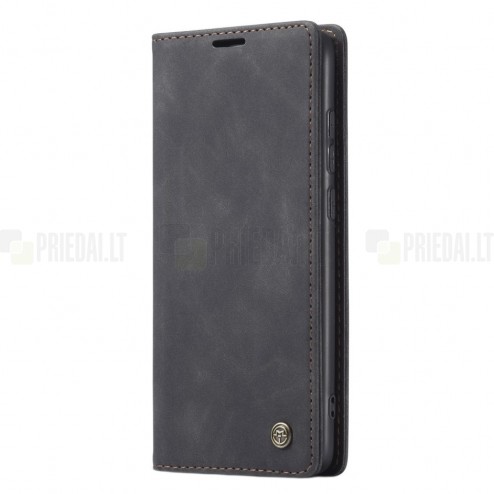 Xiaomi Redmi Note 8 Pro CaseMe Retro solīds atvēramais ādas melns maciņš - maks