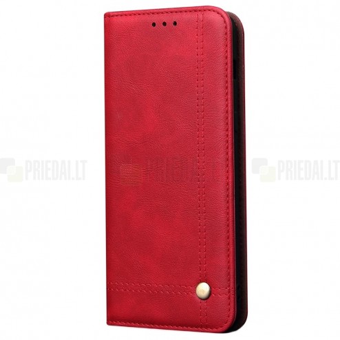 Xiaomi Redmi Note 9 Pro Deluxe ādas atvēramais sarkans maciņš (maks)