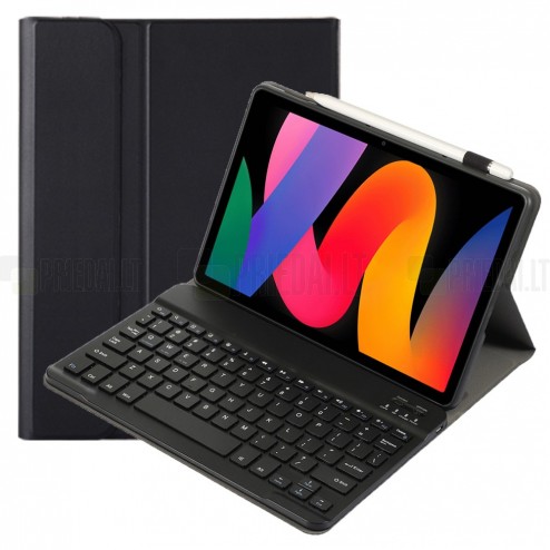Xiaomi Redmi Pad SE 11" ādas atvēramais melns futrālis ar bluetooth tastatūra