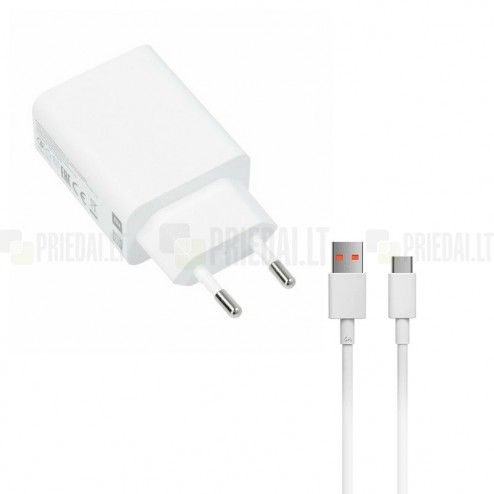Oriģināls „Xiaomi“ Fast Charger MDY-11-EZ tīkla lādētājs - balts (33W) + USB Type-C vads