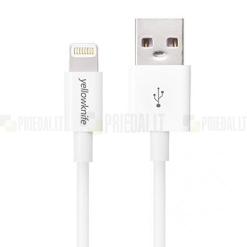 YellowKnife Lightning USB balts vads piemērots iPhone 6, 6 Plus, 5, 5S, iPad Air, iPad mini, iPod (MFi sertifikāts)