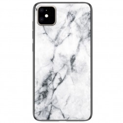 „Marble“ cieta silikona (TPU) apvalks - balts (iPhone 11)