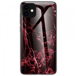 „Marble“ cieta silikona (TPU) apvalks - melns / sarkans (iPhone 11)