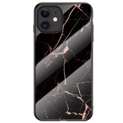 „Marble“ cieta silikona (TPU) apvalks - melns / zelta (iPhone 12 Mini)