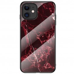„Marble“ cieta silikona (TPU) apvalks - melns / sarkans (iPhone 12 Mini)