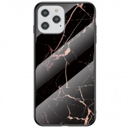 „Marble“ cieta silikona (TPU) apvalks - melns / zelta (iPhone 12 / 12 Pro)