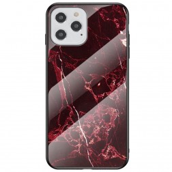 „Marble“ cieta silikona (TPU) apvalks - melns / sarkans (iPhone 12 / 12 Pro)