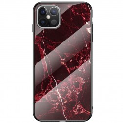 „Marble“ cieta silikona (TPU) apvalks - melns / sarkans (iPhone 12 Pro Max)