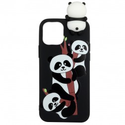 „Squezy“ Pandas cieta silikona (TPU) apvalks - melns (iPhone 12 / 12 Pro)
