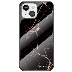 „Marble“ cieta silikona (TPU) apvalks - melns / zelta (iPhone 13)