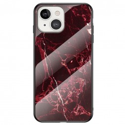 „Marble“ cieta silikona (TPU) apvalks - melns / sarkans (iPhone 13)