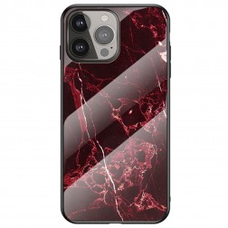 „Marble“ cieta silikona (TPU) apvalks - melns / sarkans (iPhone 13 Pro Max)