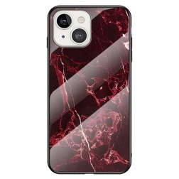 „Marble“ cieta silikona (TPU) apvalks - melns / sarkans (iPhone 14)