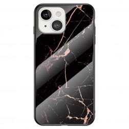 „Marble“ cieta silikona (TPU) apvalks - melns / zelta (iPhone 14 Plus)