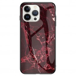 „Marble“ cieta silikona (TPU) apvalks - melns / sarkans (iPhone 14 Pro)