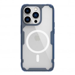 „Nillkin“ Nature TPU Pro MagSafe pastiprinātas aizsardzības cieta silikona apvalks - dzidrs / zils (iPhone 14 Pro Max)