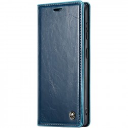 "CaseMe" Leather solīds atvēramais ādas maciņš - zils (iPhone 16)