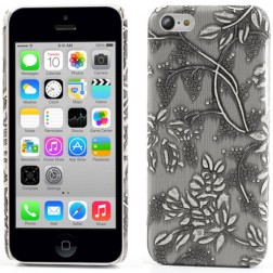 „Ziedi“ plastmasas apvalks - pelēks (iPhone 5C)