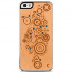 „Crafted Cover“ dabīga koka apvalks - Mehānisms ar kristāliem (iPhone 5 / 5S / SE 2016)