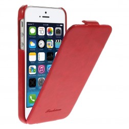 Vertikāli atvēramais klasisks maciņš - sarkans (iPhone 5 / 5S / SE 2016)