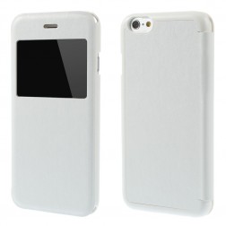 „Smart Window“ atvēramais ādas maciņš - balts (iPhone 6 / 6s)
