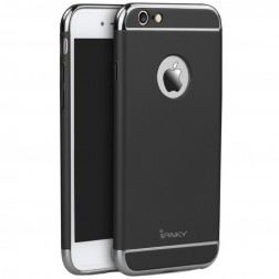 „IPAKY“ Luxury cieta plastika apvalks - melns / sudrabs (iPhone 6 / 6s)