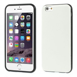 Cieta silikona (TPU) apvalks ar ādas atdarinājumu - balts (iPhone 6 / 6s)