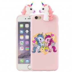 „Squezy“ Two Unicorns cieta silikona (TPU) apvalks - rozs (iPhone 6 / 6s)