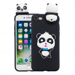„Squezy“ Boy Panda cieta silikona (TPU) apvalks - melns (iPhone 7 / 8 / SE 2020 / SE 2022)