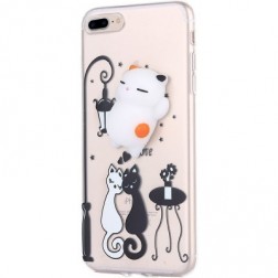 „Squezy“ Cat cieta silikona (TPU) apvalks - dzidrs (iPhone 7 Plus / 8 Plus)