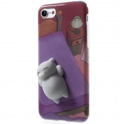 „Squezy“ Cat cieta silikona (TPU) apvalks - violeta (iPhone 7 / 8 / SE 2020 / SE 2022)