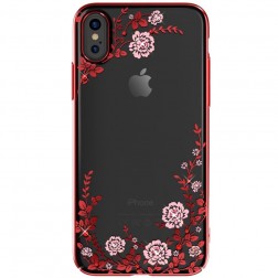 „Kavaro“ Flowers Swarovski apvalks - sarkans (iPhone X / Xs)
