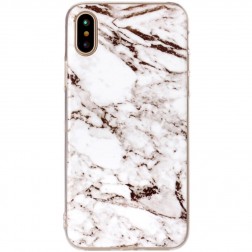 „Marble“ cieta silikona (TPU) apvalks - balts (iPhone X / Xs)