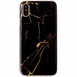 „Marble“ cieta silikona (TPU) apvalks - tumši brūns (iPhone X / Xs)