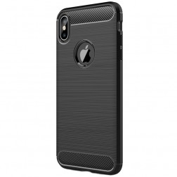 „Carbon“ cieta silikona (TPU) apvalks - melns (iPhone Xs Max)