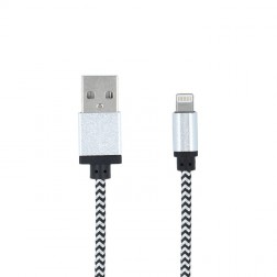 „Forever“ Nylon Lightning USB vads - pelēks (1 m.)