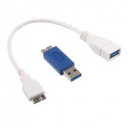 Micro USB 3.0 OTG vads - balts + adaptera