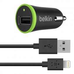 „Belkin“ BOOST UP autolādētājs + lightning USB vads - melns (2.4 A)