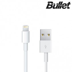 „Bullet“ Lightning USB vads - balts (1 m.)