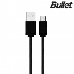 „Bullet“ Nylon micro USB vads - melns (1 m.)