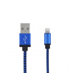 „Forever“ Nylon Lightning USB vads - zils (1 m.)