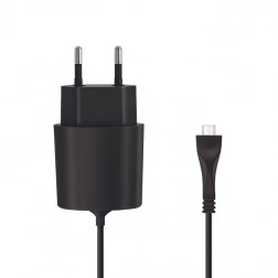 „Forever“ sienas lādētājs ar micro USB vadu - melns (2.1 A)