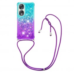 „Strap“ Shine cieta silikona (TPU) apvalks - piparmētru / violeta  (Honor 90)