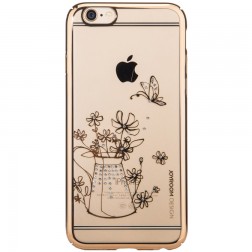 „Devia“ Apple iPhone 6 (6s) JOYROOM Flowers apvalks - zelta (iPhone 6 / 6S)